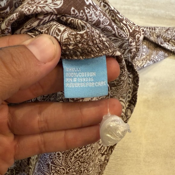 J McLaughlin Shirt Small Button Up Neutral Brown Paisley Western 100% Cotton - Picture 5 of 8